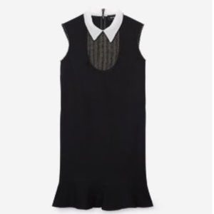 THE KOOPLES - Contrast-collar Lace-inset Mini Dress - Black - Size XS